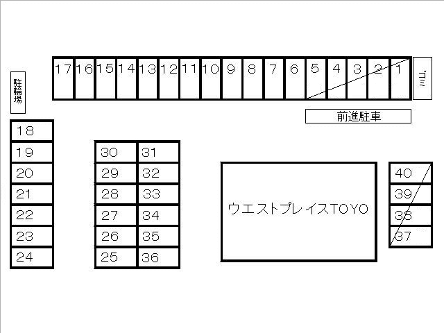 ウエストプレイスTOYO駐車場の駐車配置図