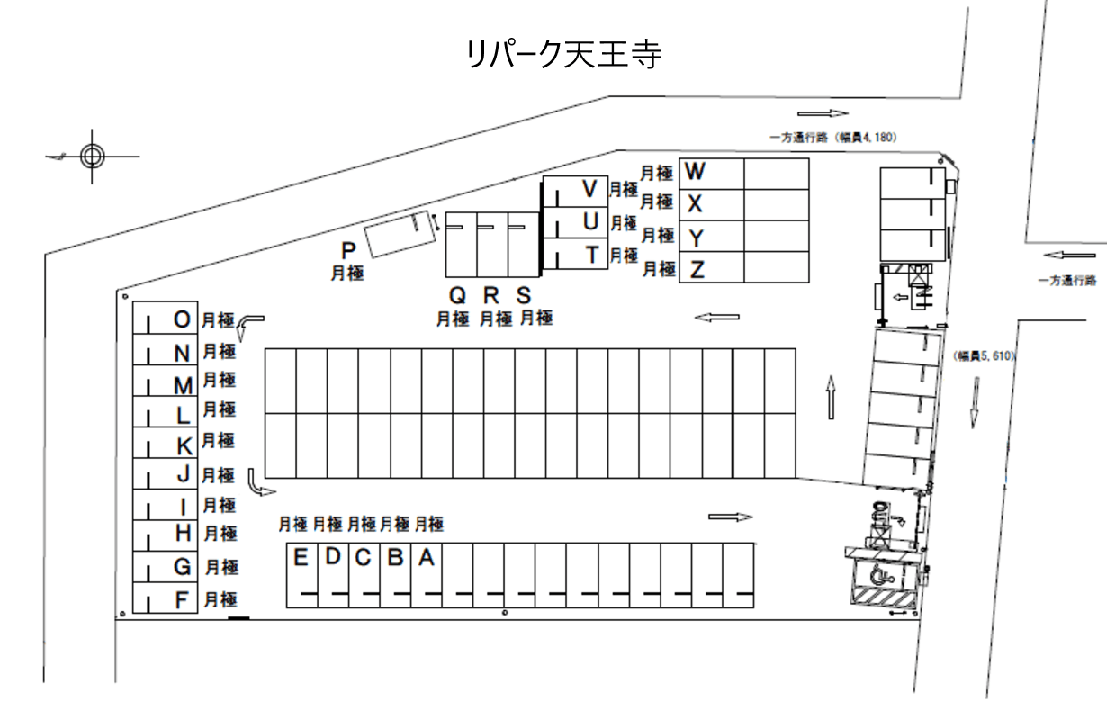 天王寺の駐車配置図