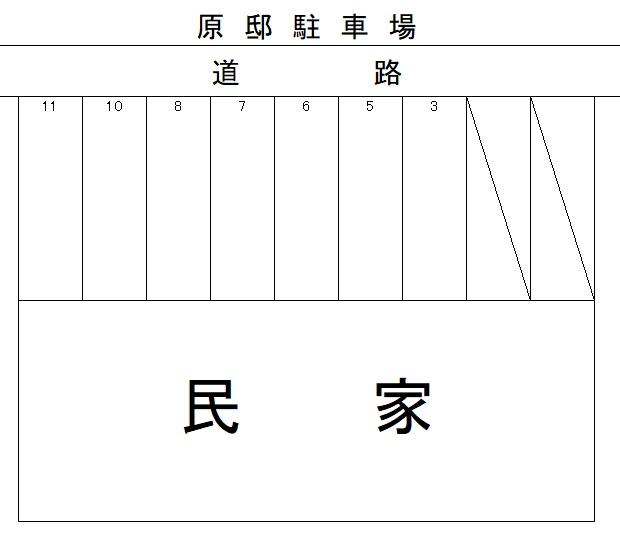 原邸駐車場の駐車配置図