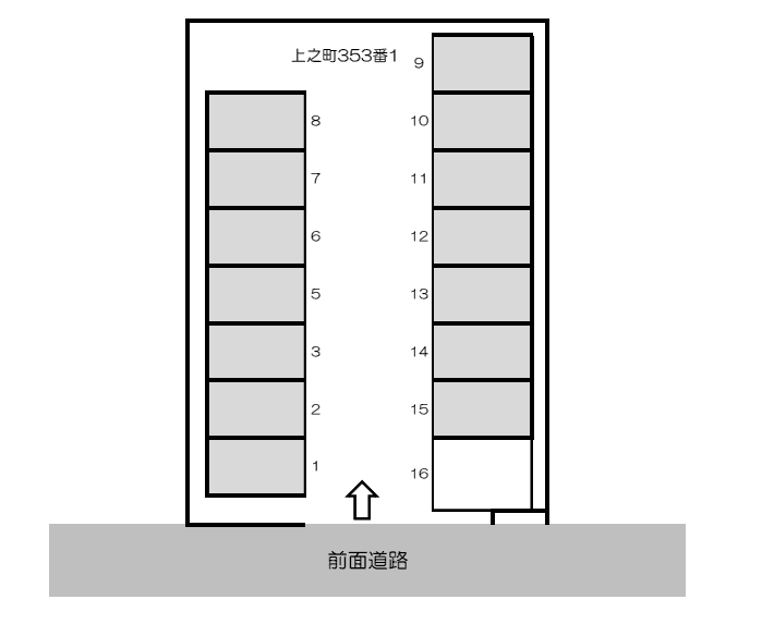 地蔵駐車場Ⅱ(シャッター付ガレージ)の駐車配置図