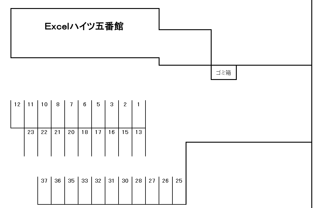 【外部貸し】Excelハイツ五番館の駐車配置図