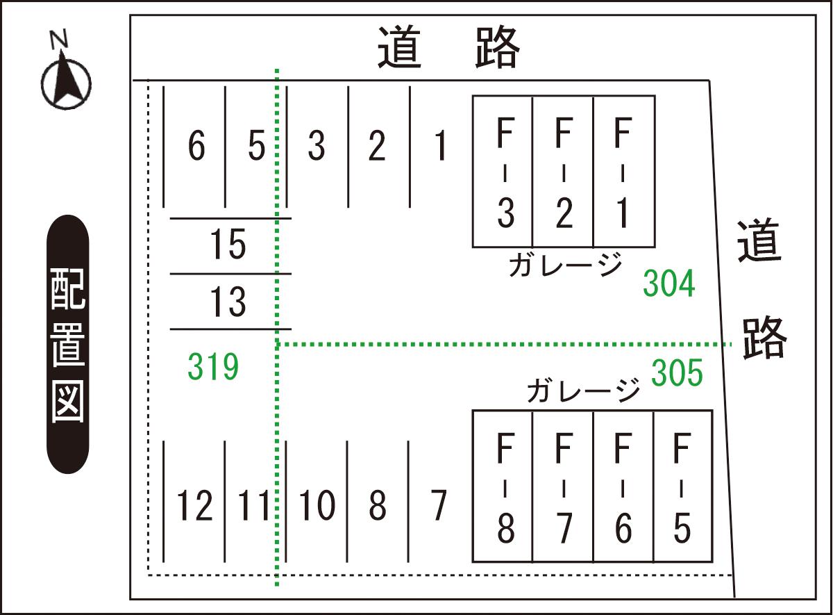 足羽4丁目Fモータープールの駐車配置図