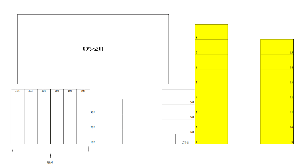 Lien立川駐車場の駐車配置図