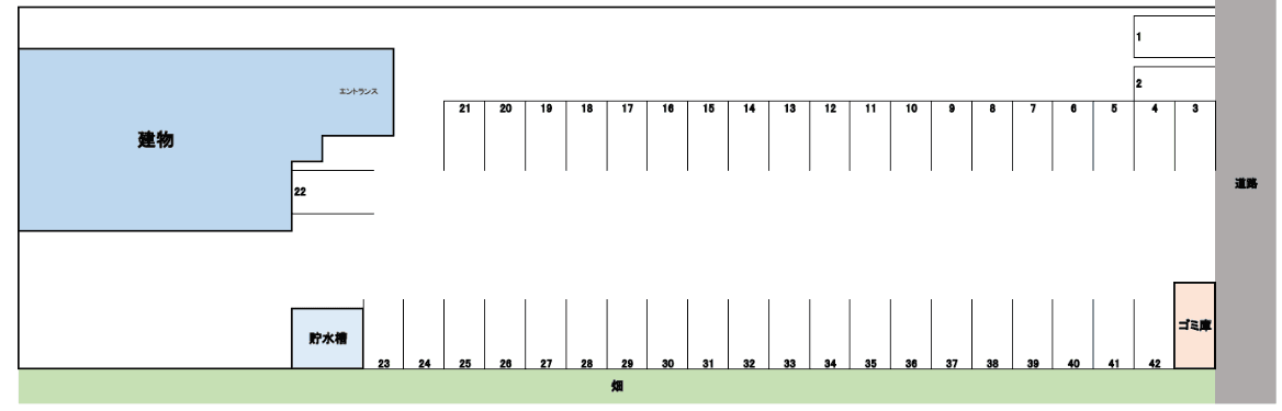 プレジール天拝の駐車配置図