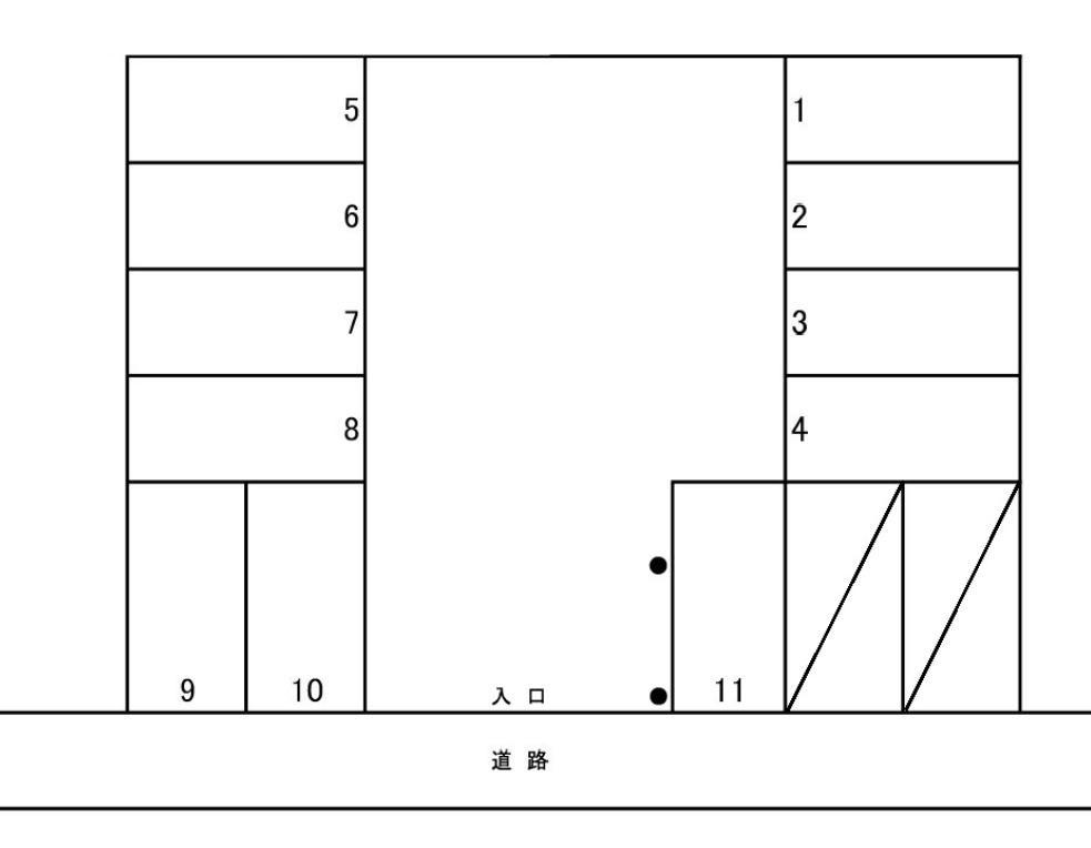 西山駐車場Ⅱ(小新南1丁目)の駐車配置図