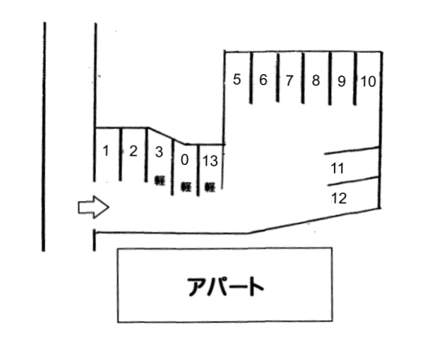 峯ガレージの駐車配置図