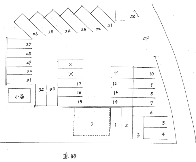 井上ガレージの駐車配置図