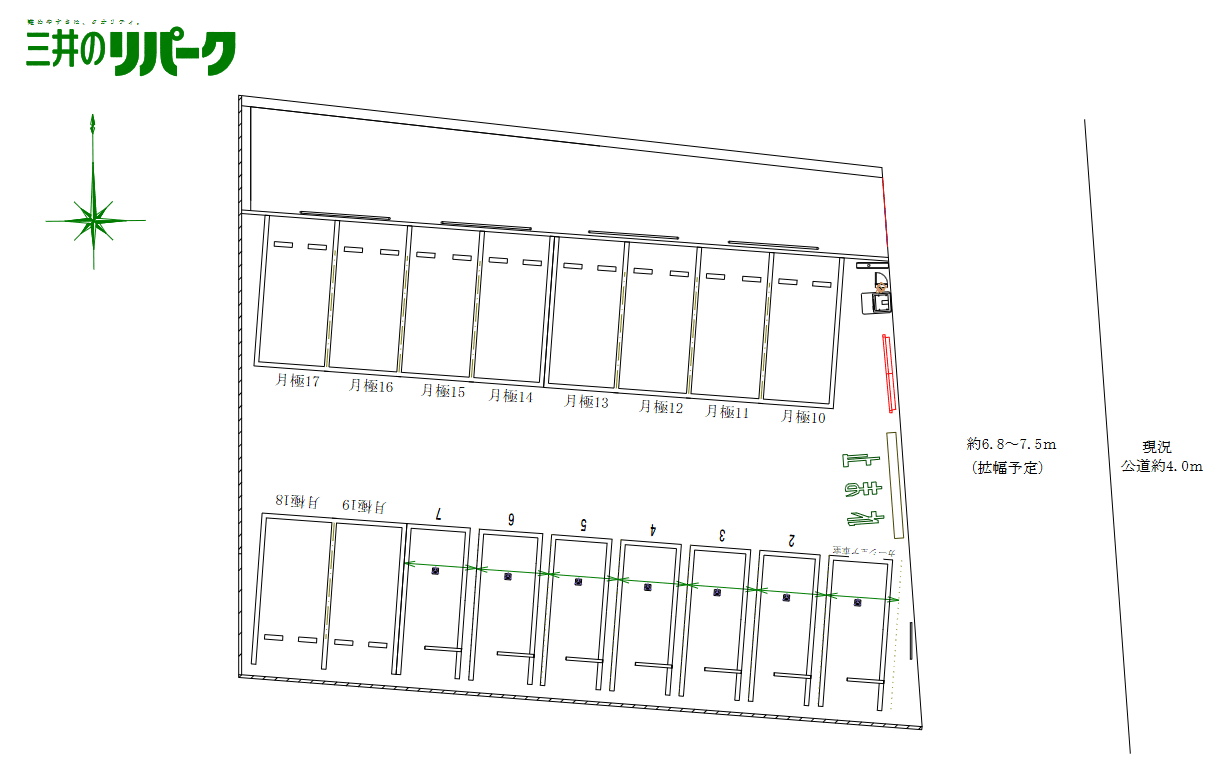 上篠崎2丁目の駐車配置図
