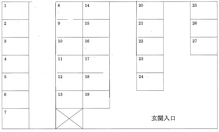 学生会館 Uni E’meal つくば春日(敷地内駐車場)の駐車配置図