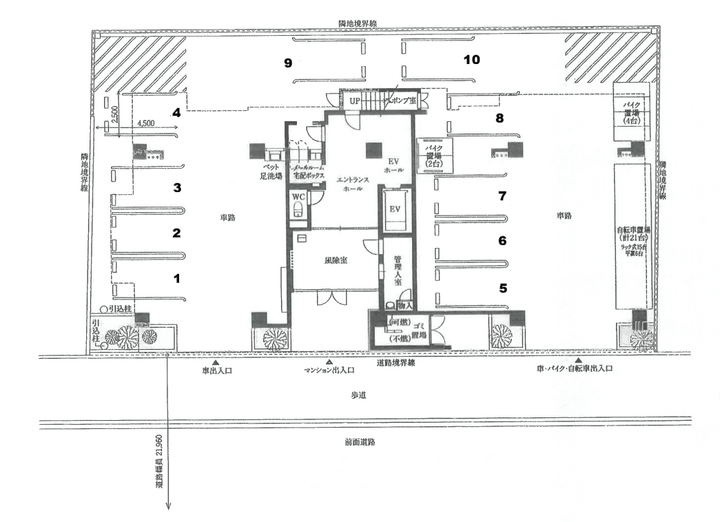 クラブエイリック 高宮通ファーストの駐車配置図
