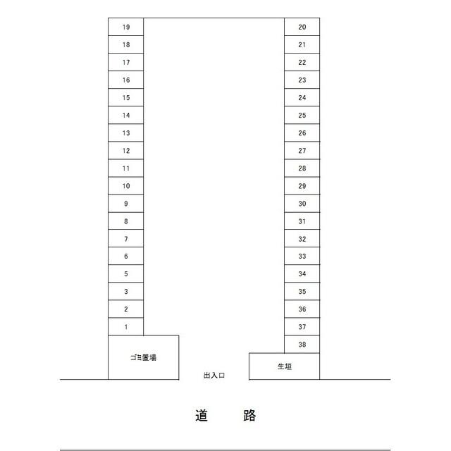 寺田第二駐車場の駐車配置図