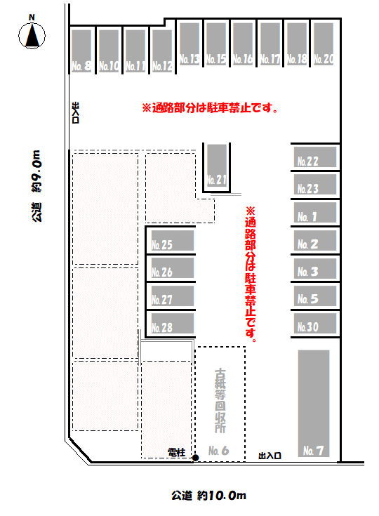 ワイズ・真清田 第8駐車場の駐車配置図