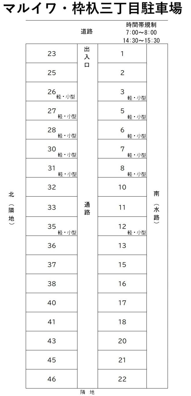 マルイワ・枠杁三丁目駐車場の駐車配置図
