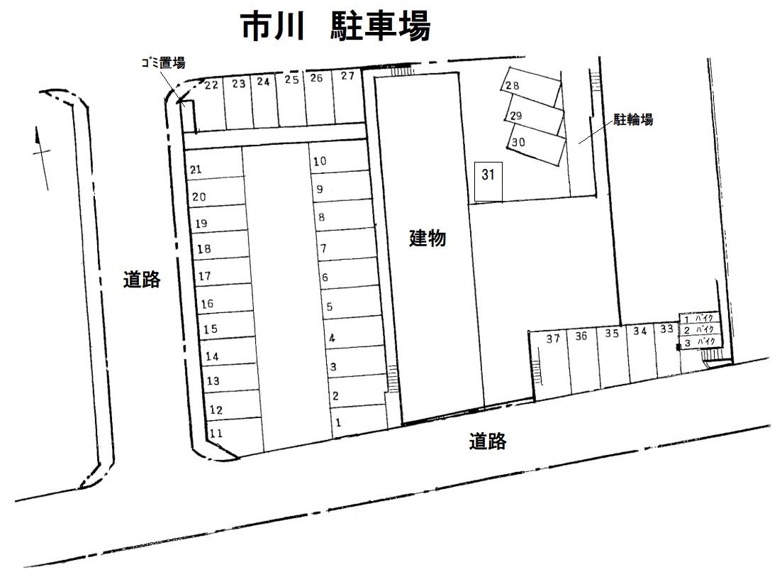 市川 駐車場の駐車配置図