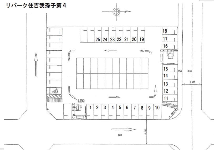 住吉我孫子第4の駐車配置図