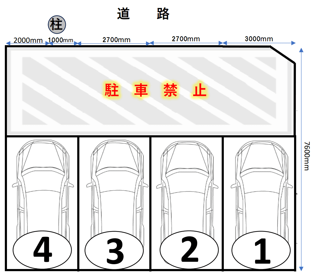榴岡第4駐車場の駐車配置図