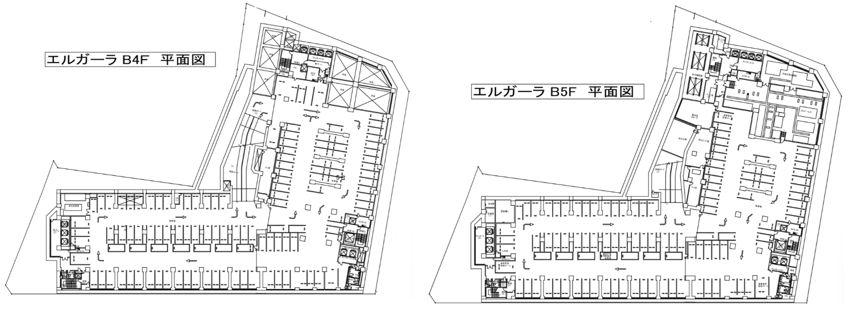 エルガーラ地下駐車場の駐車配置図