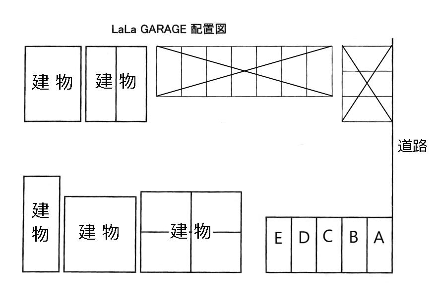 LaLa GARAGEの駐車配置図