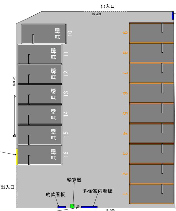 道全町駐車場の駐車配置図