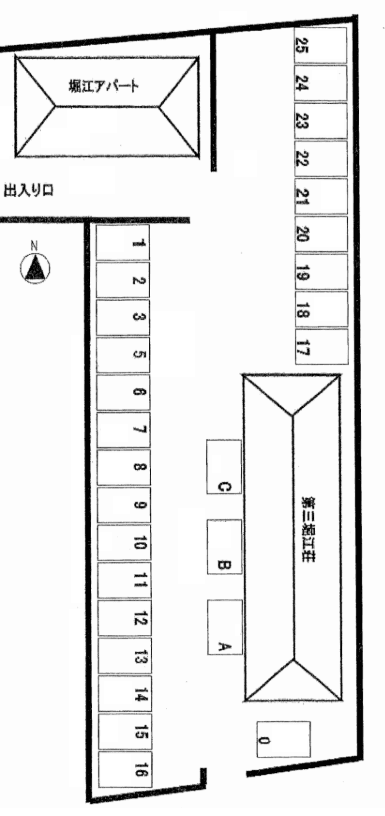 第3堀江駐車場の駐車配置図