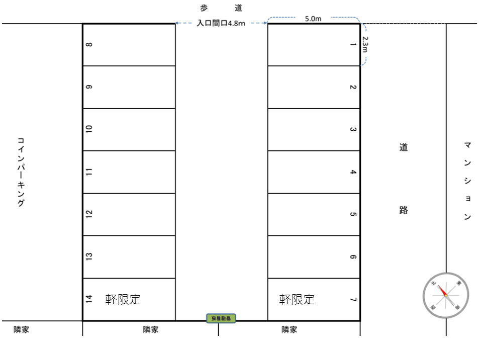東町駐車場の駐車配置図