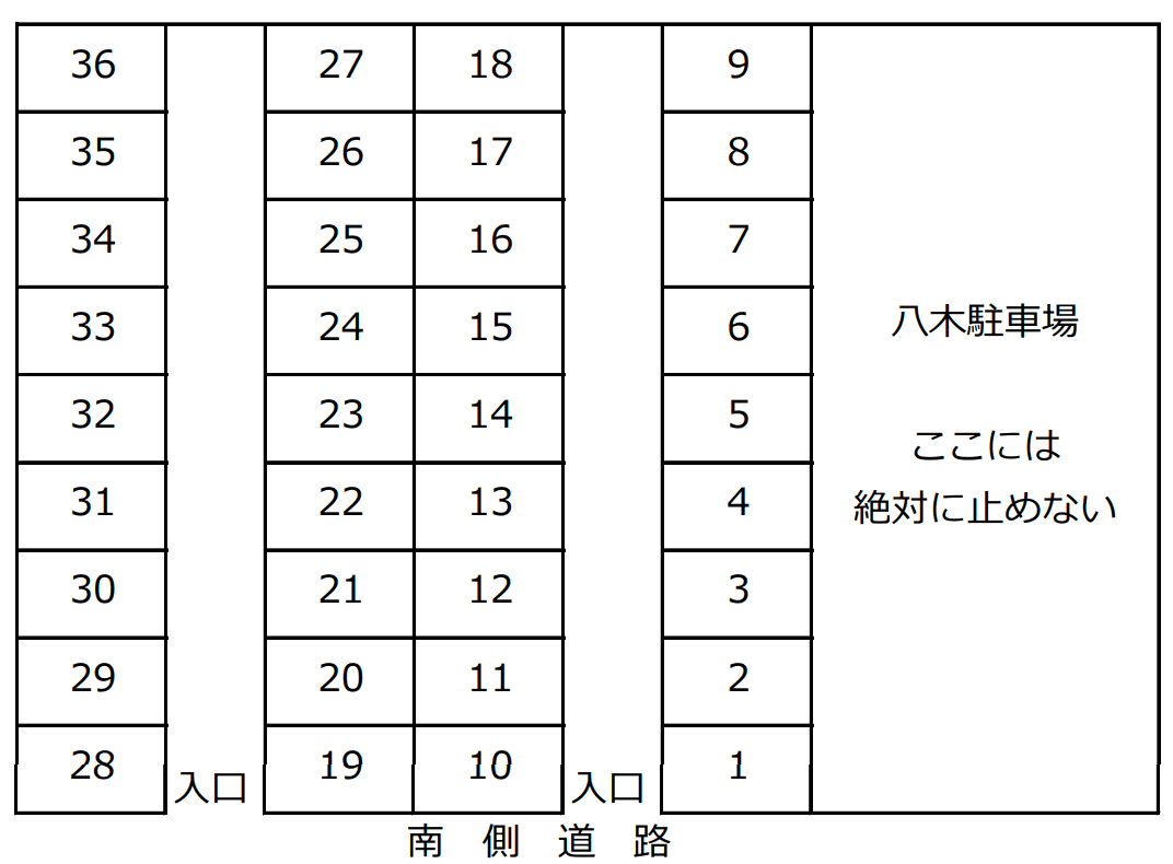 長沼3(太洋電機)駐車場の駐車配置図