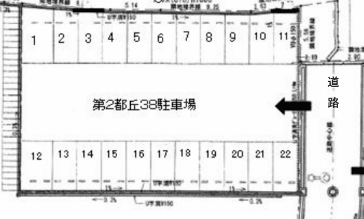 第2都丘38駐車場の駐車配置図