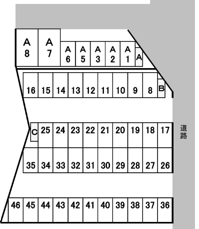 (有)ファン打上駐車場の駐車配置図