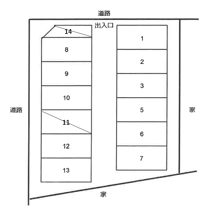 ホーム不動産ガレージ2の駐車配置図