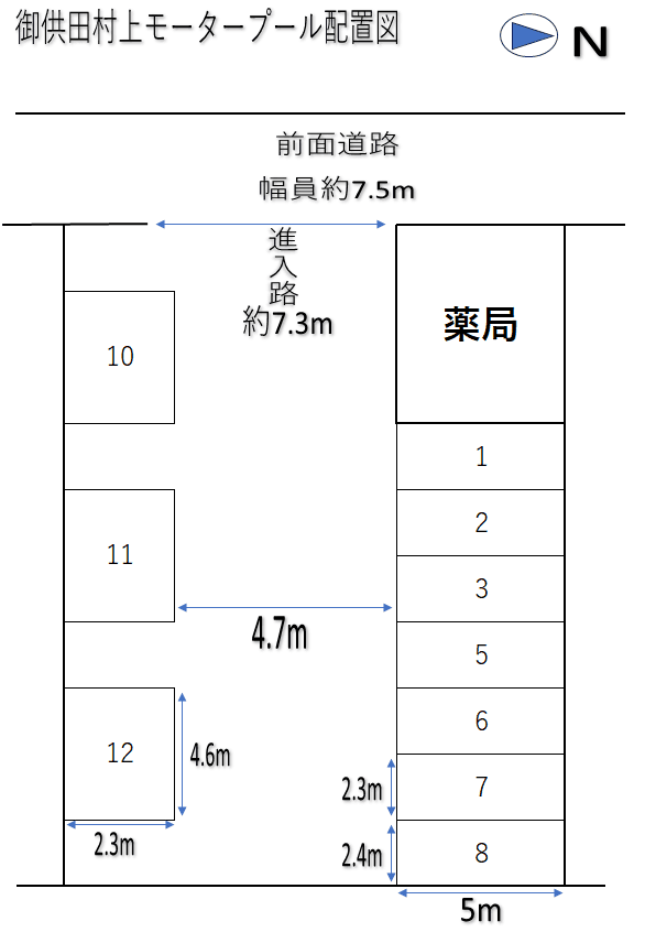 御供田村上モータープールの駐車配置図