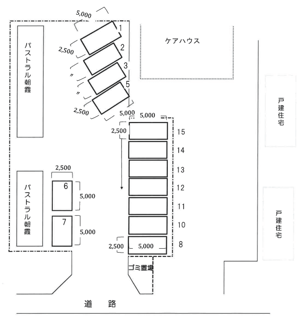 パストラル朝霞駐車場の駐車配置図