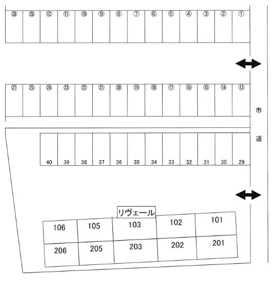 リヴェールガレージの駐車配置図