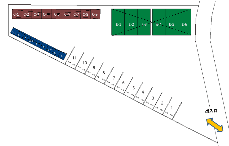 はこスタイル松阪駅東・月極駐車場の駐車配置図