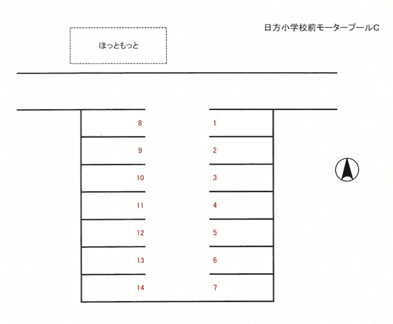 日方小学校前モータープールCの駐車配置図