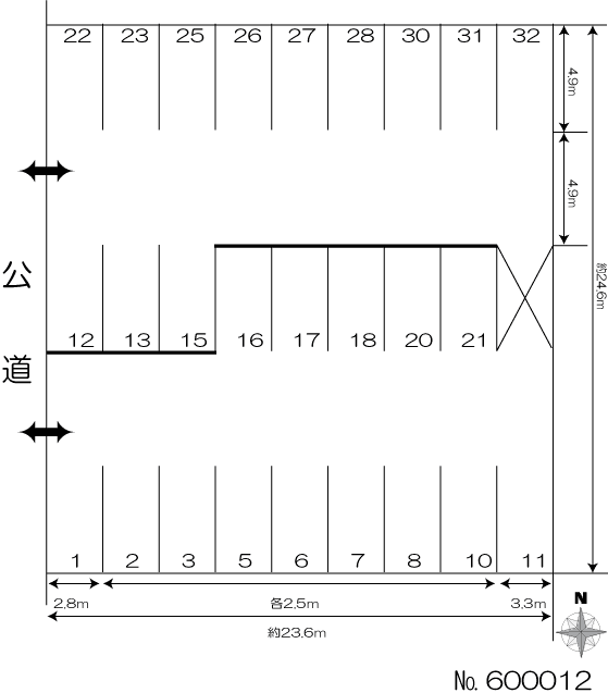 東栄町一丁目(片山)駐車場の駐車配置図