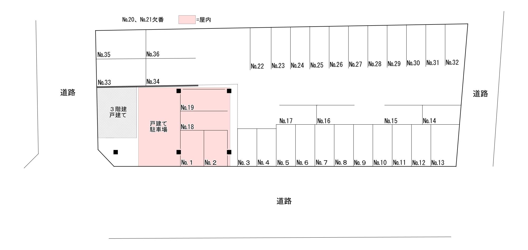甲突町月極駐車場の駐車配置図