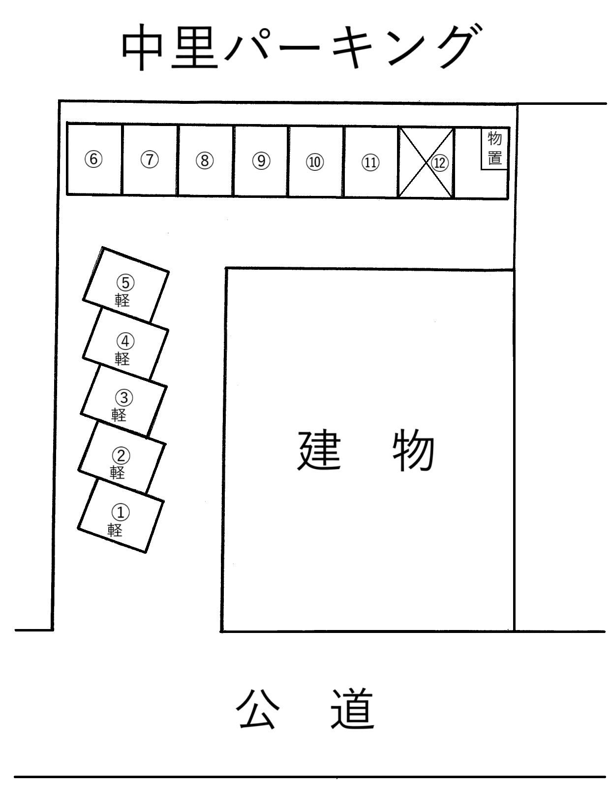 中里パーキングの駐車配置図