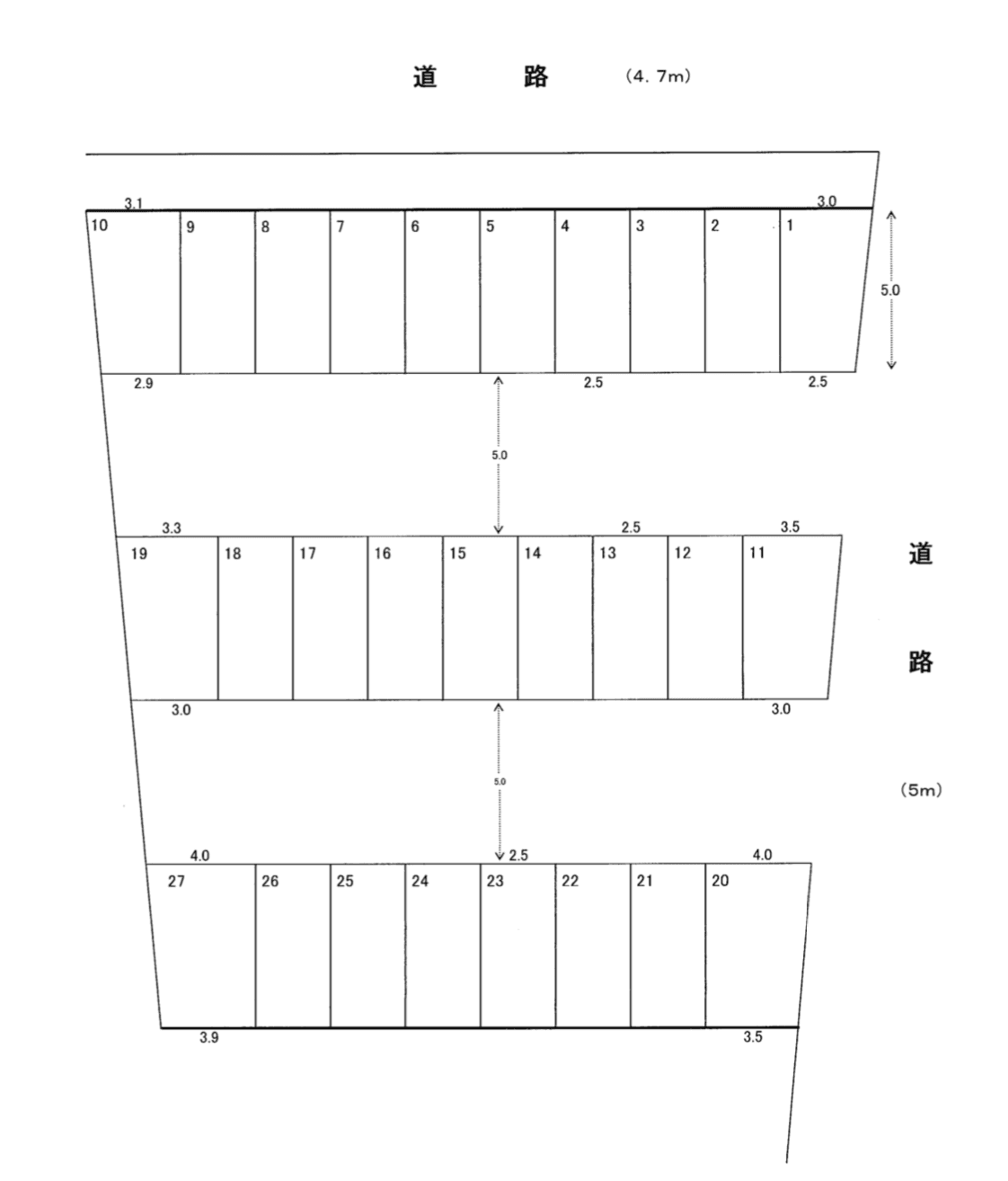 加藤片倉駐車場の駐車配置図