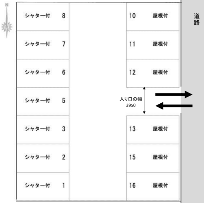 丸二モータープール旭区清水の駐車配置図