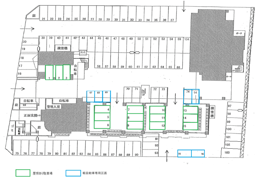 パークヒル厚別Ⅱアドニス駐車場の駐車配置図