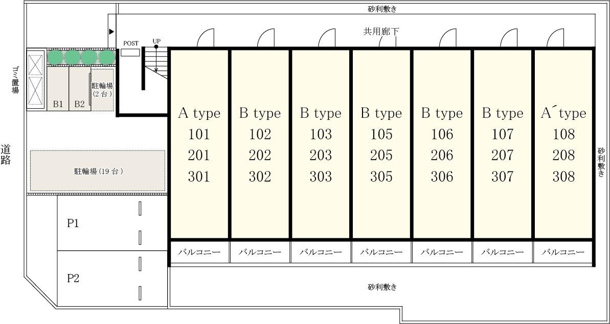 リブリ・ベイルーフ金沢八景駐車場の駐車配置図