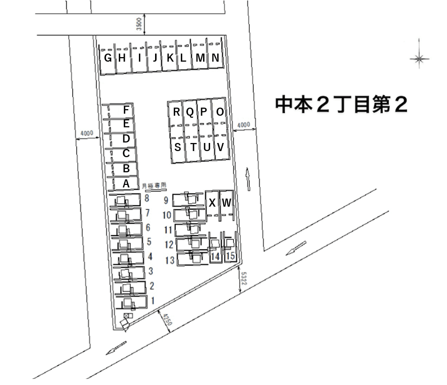 中本2丁目第2の駐車配置図