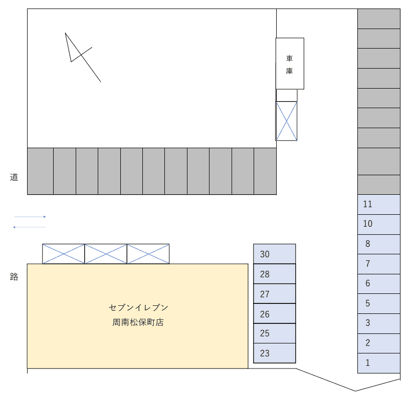 あべガレージ①の駐車配置図