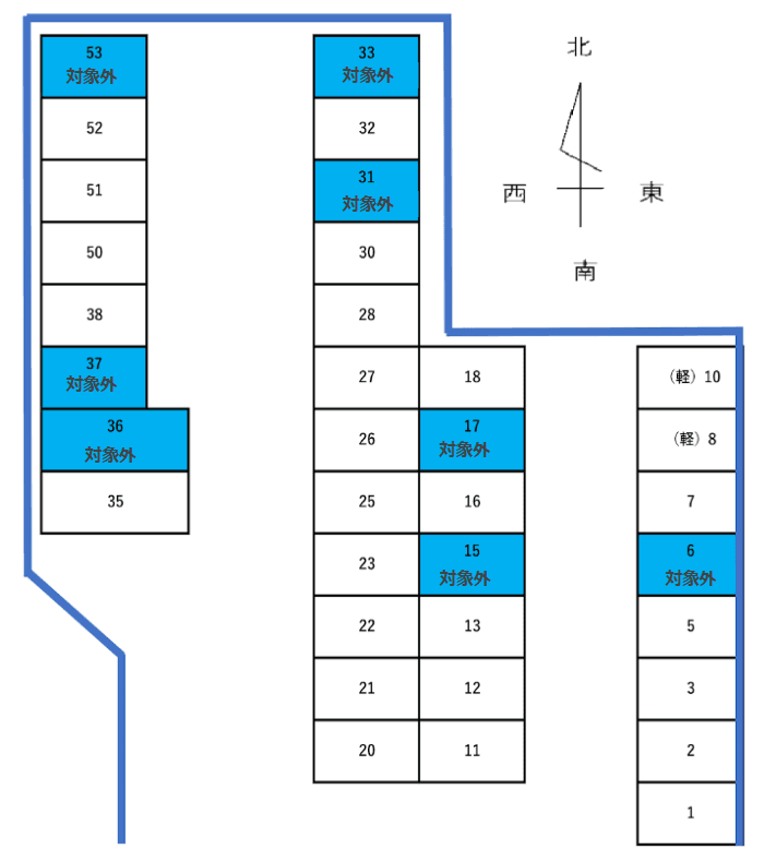姫倉パーキングの駐車配置図