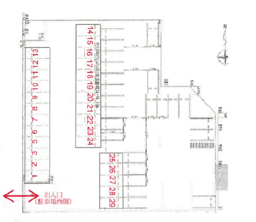 パークピア駐車場の駐車配置図