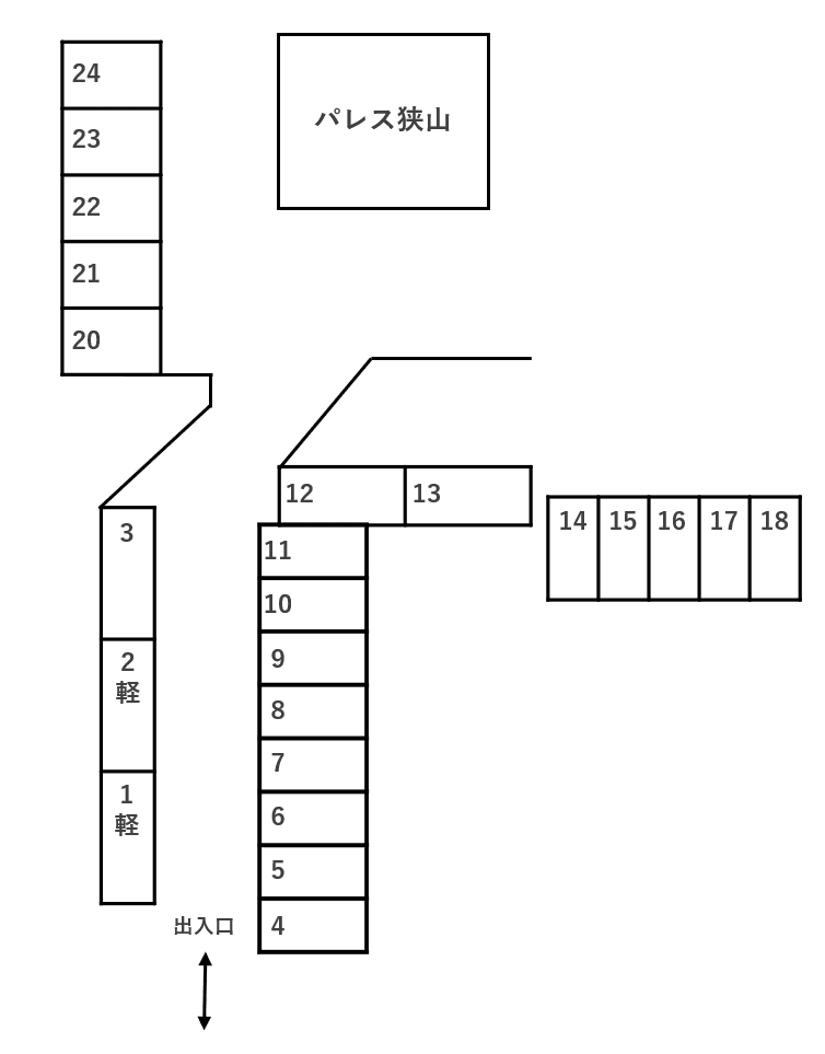 パレス狭山駐車場の駐車配置図