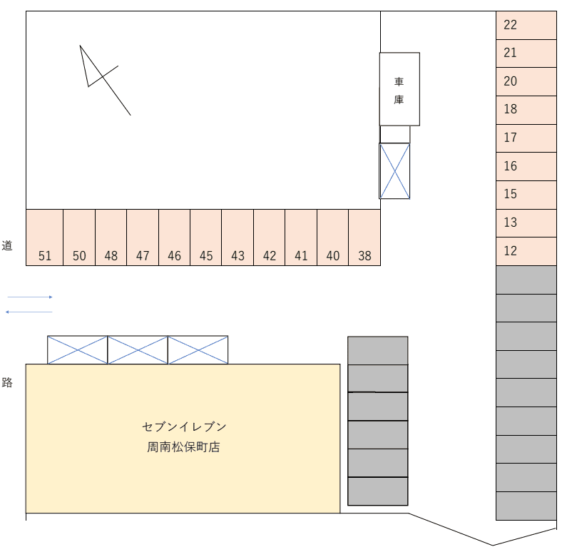 安部ガレージ①の駐車配置図