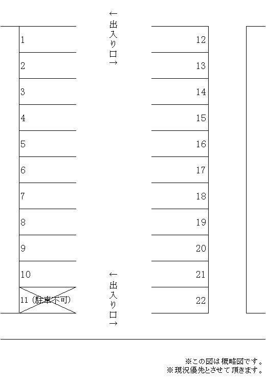 豊科アスピアパーキング①の駐車配置図