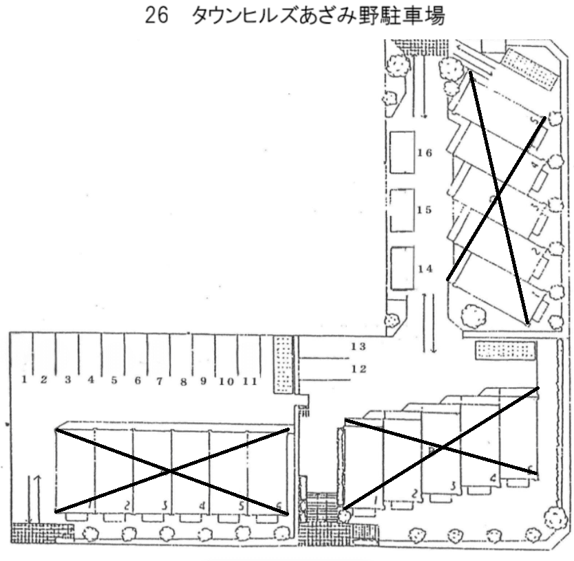 タウンヒルズあざみ野駐車場(入居者専用)の駐車配置図