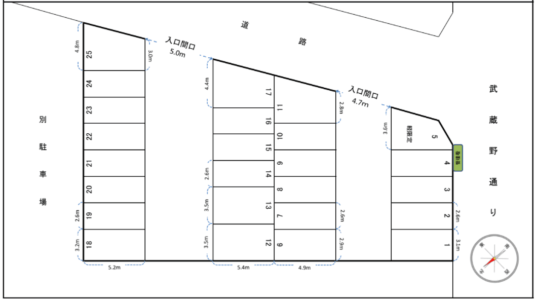 中嶋武蔵野駐車場の駐車配置図